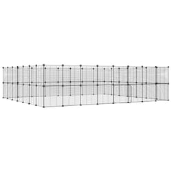 vidaXL Pet Cage Black Steel Rabbit Hutch Pet Cage 1.5 cm/4.3 cm Multi Models - 60-panel with door, 1.5 cm
