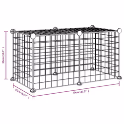 vidaXL Pet Cage with Door Black Steel Rabbit Hutch 1.5 cm/4.3 cm Multi Models - 4.3 cm, 8-panel without door - Additional view 3