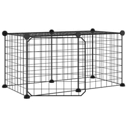 vidaXL Pet Cage with Door Black Steel Rabbit Hutch 1.5 cm/4.3 cm Multi Models - 4.3 cm, 8-panel with door