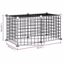vidaXL Pet Cage with Door Black Steel Rabbit Hutch 1.5 cm/4.3 cm Multi Models - 4.3 cm, 8-panel with door