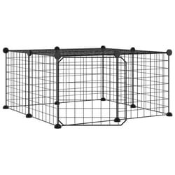 vidaXL Pet Cage with Door Black Steel Rabbit Hutch 1.5 cm/4.3 cm Multi Models - 4.3 cm, 12-panel with door