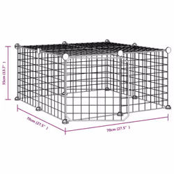 vidaXL Pet Cage with Door Black Steel Rabbit Hutch 1.5 cm/4.3 cm Multi Models - 4.3 cm, 12-panel with door