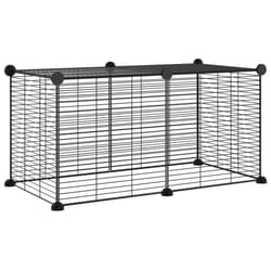 vidaXL Pet Cage with Door Black Steel Rabbit Hutch 1.5 cm/4.3 cm Multi Models - 1.5 cm, 8-panel without door