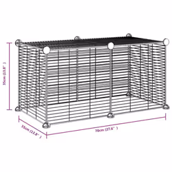 vidaXL Pet Cage with Door Black Steel Rabbit Hutch 1.5 cm/4.3 cm Multi Models - 1.5 cm, 8-panel without door