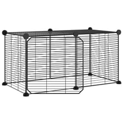 vidaXL Pet Cage with Door Black Steel Rabbit Hutch 1.5 cm/4.3 cm Multi Models - 1.5 cm, 8-panel with door