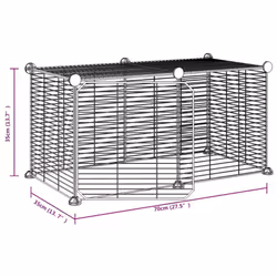 vidaXL Pet Cage with Door Black Steel Rabbit Hutch 1.5 cm/4.3 cm Multi Models - 1.5 cm, 8-panel with door