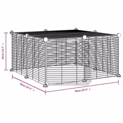 vidaXL Pet Cage with Door Black Steel Rabbit Hutch 1.5 cm/4.3 cm Multi Models - 1.5 cm, 12-panel with door