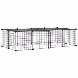 vidaXL Pet Cage with Door Black Steel Rabbit Hutch 1.5 cm/4.3 cm Multi Models - 20-panel with door, 4.3 cm