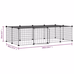 vidaXL Pet Cage with Door Black Steel Rabbit Hutch 1.5 cm/4.3 cm Multi Models - 20-panel with door, 4.3 cm