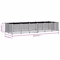 vidaXL Pet Cage with Door Black Steel Rabbit Hutch 1.5 cm/4.3 cm Multi Models - 28-panel with door, 4.3 cm - Additional view 3