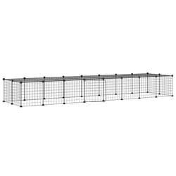 vidaXL Pet Cage with Door Black Steel Rabbit Hutch 1.5 cm/4.3 cm Multi Models - 36-panel with door, 4.3 cm