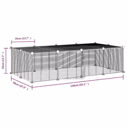 vidaXL Pet Cage with Door Black Steel Rabbit Hutch 1.5 cm/4.3 cm Multi Models - 20-panel with door, 1.5 cm - Additional view 3