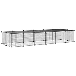 vidaXL Pet Cage with Door Black Steel Rabbit Hutch 1.5 cm/4.3 cm Multi Models - 28-panel with door, 1.5 cm