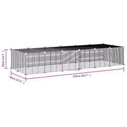 vidaXL Pet Cage with Door Black Steel Rabbit Hutch 1.5 cm/4.3 cm Multi Models - 28-panel with door, 1.5 cm
