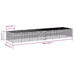 vidaXL Pet Cage with Door Black Steel Rabbit Hutch 1.5 cm/4.3 cm Multi Models - 36-panel with door, 1.5 cm - Additional view 3