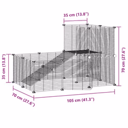 vidaXL Pet Cage with Door Black Steel Rabbit Hutch Cage Carrier Multi Models - 20-panel with door - Additional view 3
