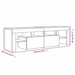 vidaXL TV Cabinet TV Stand with LED Lights Media Console Sideboard Grey Sonoma