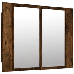 vidaXL LED Bathroom Mirror Cabinet Washroom Mirror Storage Cupboard Organiser - smoked oak