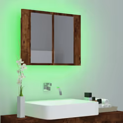 vidaXL LED Bathroom Mirror Cabinet Washroom Mirror Storage Cupboard Organiser - smoked oak - Additional view 4