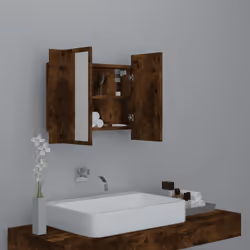 vidaXL LED Bathroom Mirror Cabinet Washroom Mirror Storage Cupboard Organiser - smoked oak - Additional view 5