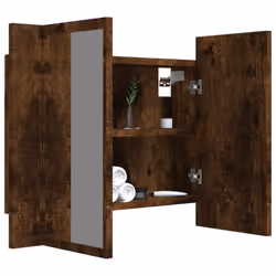 vidaXL LED Bathroom Mirror Cabinet Washroom Mirror Storage Cupboard Organiser - smoked oak - Additional view 6