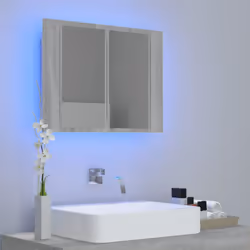 vidaXL LED Bathroom Mirror Cabinet Washroom Mirror Storage Cupboard Organiser - grey sonoma
