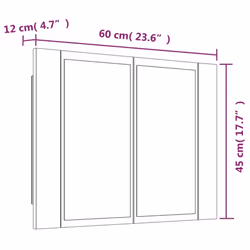vidaXL LED Bathroom Mirror Cabinet Washroom Mirror Storage Cupboard Organiser - grey sonoma