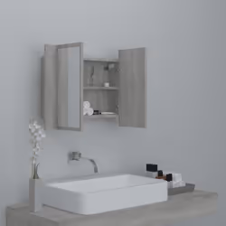 vidaXL LED Bathroom Mirror Cabinet Washroom Mirror Storage Cupboard Organiser - grey sonoma - Additional view 5