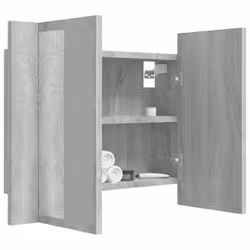 vidaXL LED Bathroom Mirror Cabinet Washroom Mirror Storage Cupboard Organiser - grey sonoma - Additional view 6