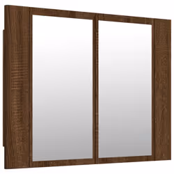 vidaXL LED Bathroom Mirror Cabinet Washroom Mirror Storage Cupboard Organiser - brown oak