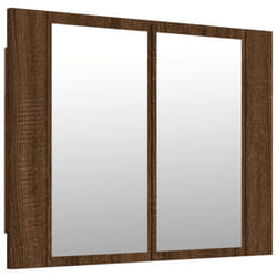 vidaXL LED Bathroom Mirror Cabinet Washroom Mirror Storage Cupboard Organiser - brown oak