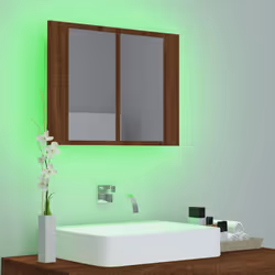 vidaXL LED Bathroom Mirror Cabinet Washroom Mirror Storage Cupboard Organiser - brown oak - Additional view 4