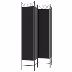 vidaXL 6-Panel Room Divider Fabric Privacy Screen Paravent Multi Colours/Sizes - Black, 160 x 200 cm - Additional view 4