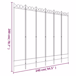 vidaXL 6-Panel Room Divider Fabric Privacy Screen Paravent Multi Colours/Sizes - White, 240 x 200 cm