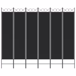 vidaXL 6-Panel Room Divider Fabric Privacy Screen Paravent Multi Colours/Sizes - Black, 240 x 200 cm