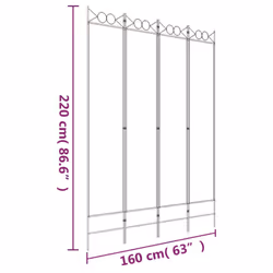 vidaXL 6-Panel Room Divider Fabric Privacy Screen Paravent Multi Colours/Sizes - White, 160 x 220 cm - Additional view 7