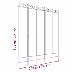 vidaXL 6-Panel Room Divider Fabric Privacy Screen Paravent Multi Colours/Sizes - White, 200 x 220 cm - Additional view 7