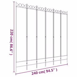 vidaXL 6-Panel Room Divider Fabric Privacy Screen Paravent Multi Colours/Sizes - White, 240 x 220 cm - Additional view 7