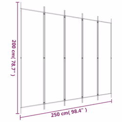 vidaXL Room Divider Fabric Privacy Screen Paravent Multi Colours Multi Sizes - White, 250 x 200 cm - Additional view 7