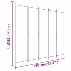vidaXL 6-Panel Room Divider Fabric Privacy Screen Paravent Multi Colours/Sizes - black, 250 x 220 cm - Additional view 7