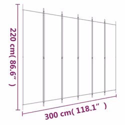 vidaXL 6-Panel Room Divider Fabric Privacy Screen Paravent Multi Colours/Sizes - white, 300 x 220 cm - Additional view 7