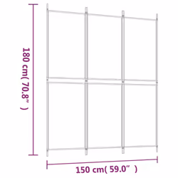 vidaXL Room Divider Privacy Screen Paravent Dressing Room Partition Fabric - White, 150 x 180 cm - Additional view 7