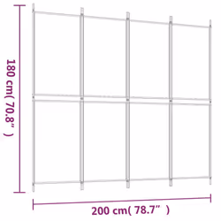 vidaXL Room Divider Privacy Screen Paravent Dressing Room Partition Fabric - White, 200 x 180 cm - Additional view 7
