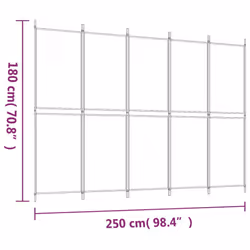 vidaXL Room Divider Privacy Screen Paravent Dressing Room Partition Fabric - White, 250 x 180 cm - Additional view 3