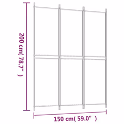 vidaXL Room Divider Privacy Screen Paravent Dressing Room Partition Fabric - White, 150 x 200 cm - Additional view 3