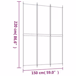vidaXL Room Divider Privacy Screen Paravent Dressing Room Partition Fabric - White, 150 x 220 cm - Additional view 7