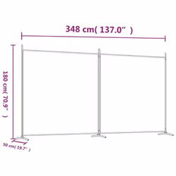vidaXL Room Divider Wall Partition Screen Panel Room Separator Privacy Screen - White, 348 x 180 cm