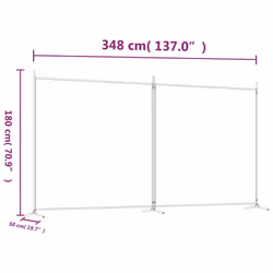 vidaXL Room Divider Wall Partition Screen Panel Room Separator Privacy Screen - Brown, 348 x 180 cm - Additional view 7