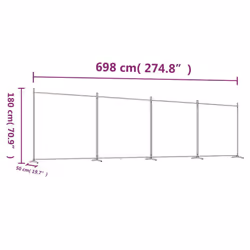 vidaXL Room Divider Wall Partition Screen Panel Room Separator Privacy Screen - Anthracite, 698 x 180 cm - Additional view 7