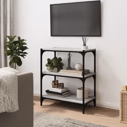 vidaXL Book Cabinet Engineered Wood and Steel Media Rack Multi Colours/Sizes - Grey sonoma, 60 x 33 x 70.5 cm - Additional view 2
